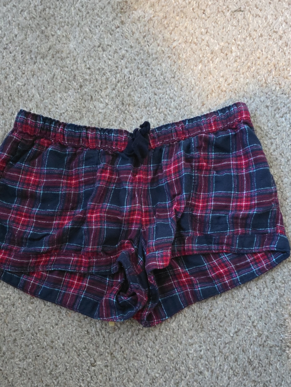 Hollister Red and Navy Plaid Athletic Shorts